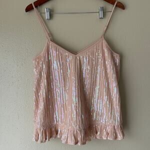 Anthropologie Pale Pink Amelie Sequin Tank Top US Size 8
